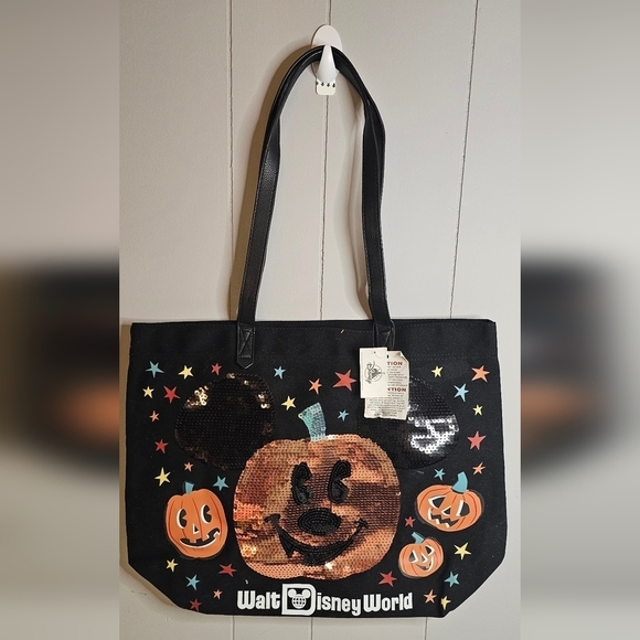 Disney Handbags - NWT Walt Disney World Mickey Mouse Halloween Tote Bag Black Sequins